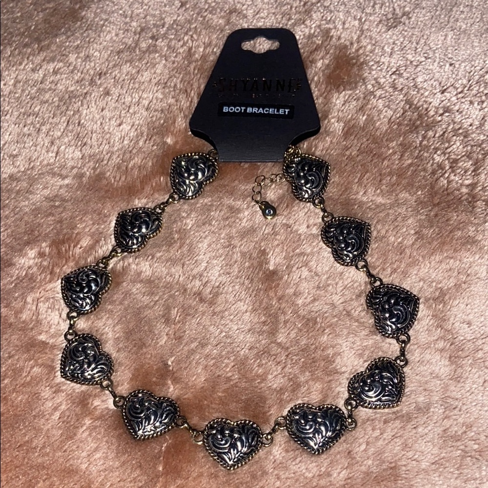 Heart-Shaped Silver Boot Bracelet